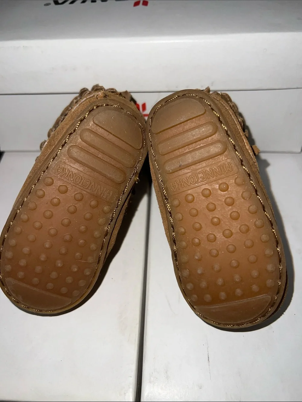 Authentic New in Box, Minnetonka Double Fringe Side Zip Boot infant Size 2
